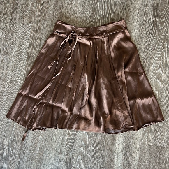 Tara Jarmon Dresses & Skirts - EUC Tara Jarmon Paris VINTAGE Chocolate Brown Flowy Silk Wrap Tie Skirt Small